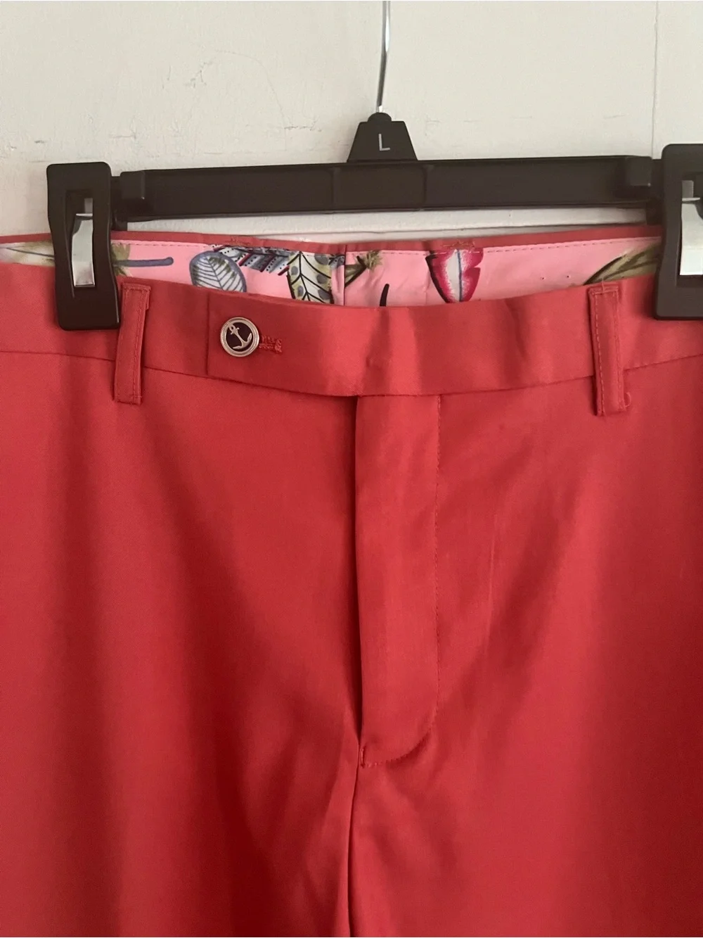 Men's Slim Straight Chinos in Coral